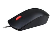 Lenovo Essential - Ratón - diestro y zurdo - óptico - 3 botones - cableado - USB - negro